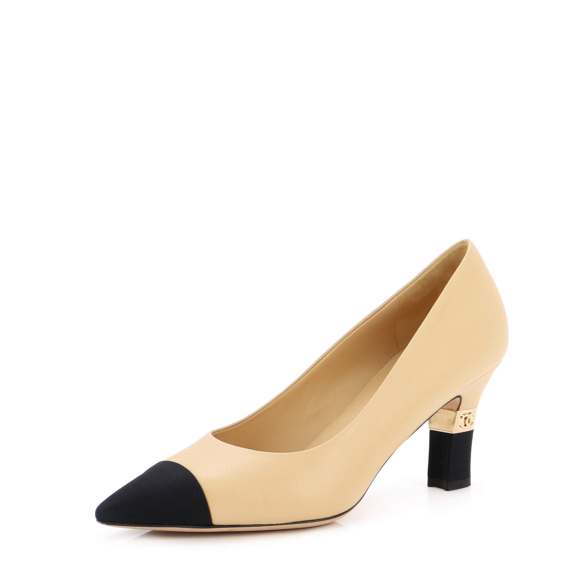 Women's Cap Toe CC Heel Pumps Leather with Grosgrain