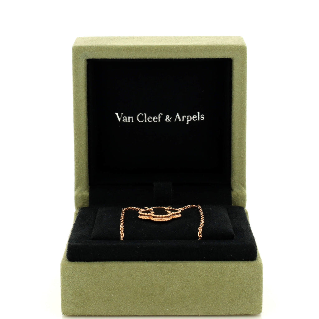 Vintage Alhambra Pendant Necklace 18K Rose Gold and Grey Mother of Pearl