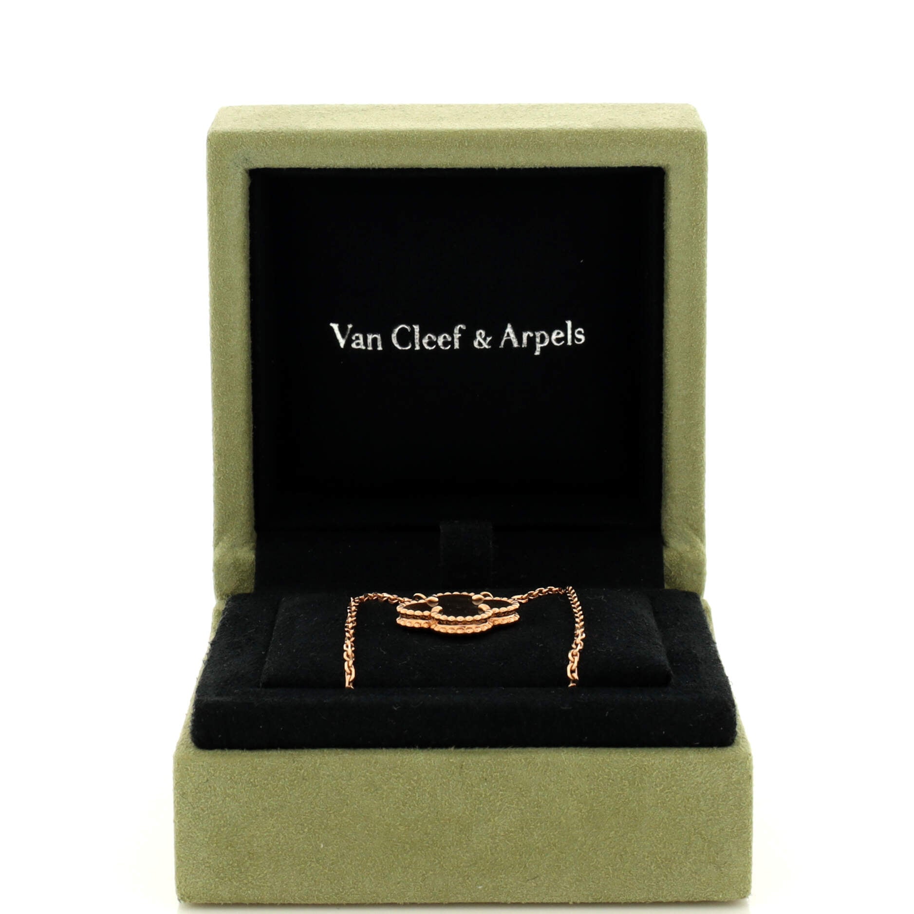 Vintage Alhambra Pendant Necklace 18K Rose Gold and Grey Mother of Pearl