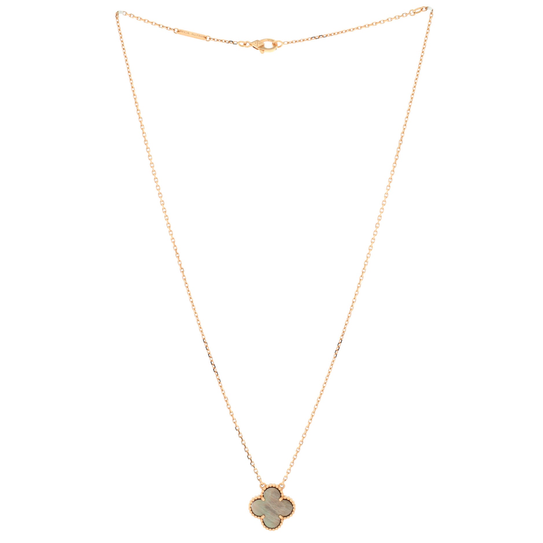 Vintage Alhambra Pendant Necklace 18K Rose Gold and Grey Mother of Pearl