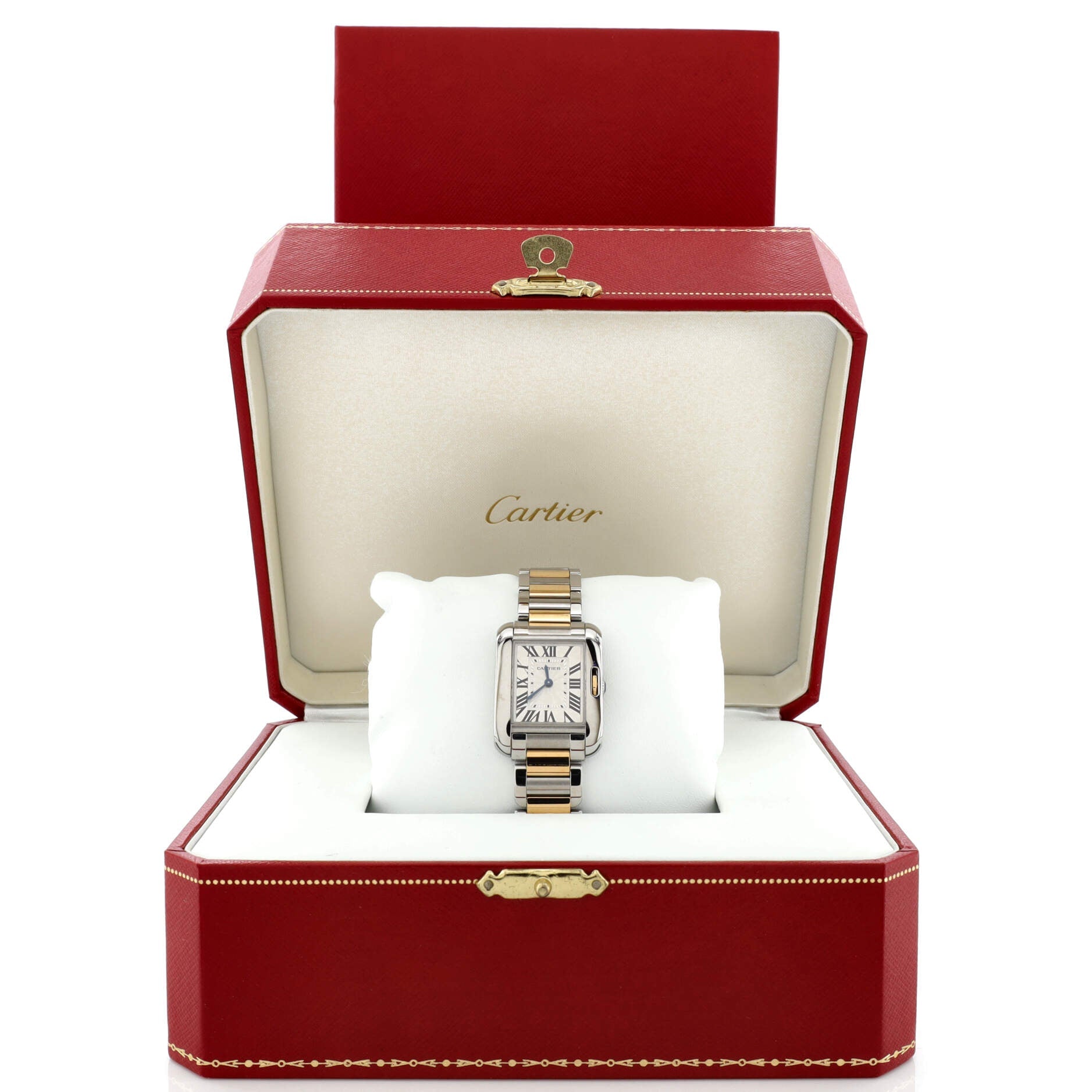 Tank Anglaise Quartz Watch Stainless Steel and Yellow Gold 23
