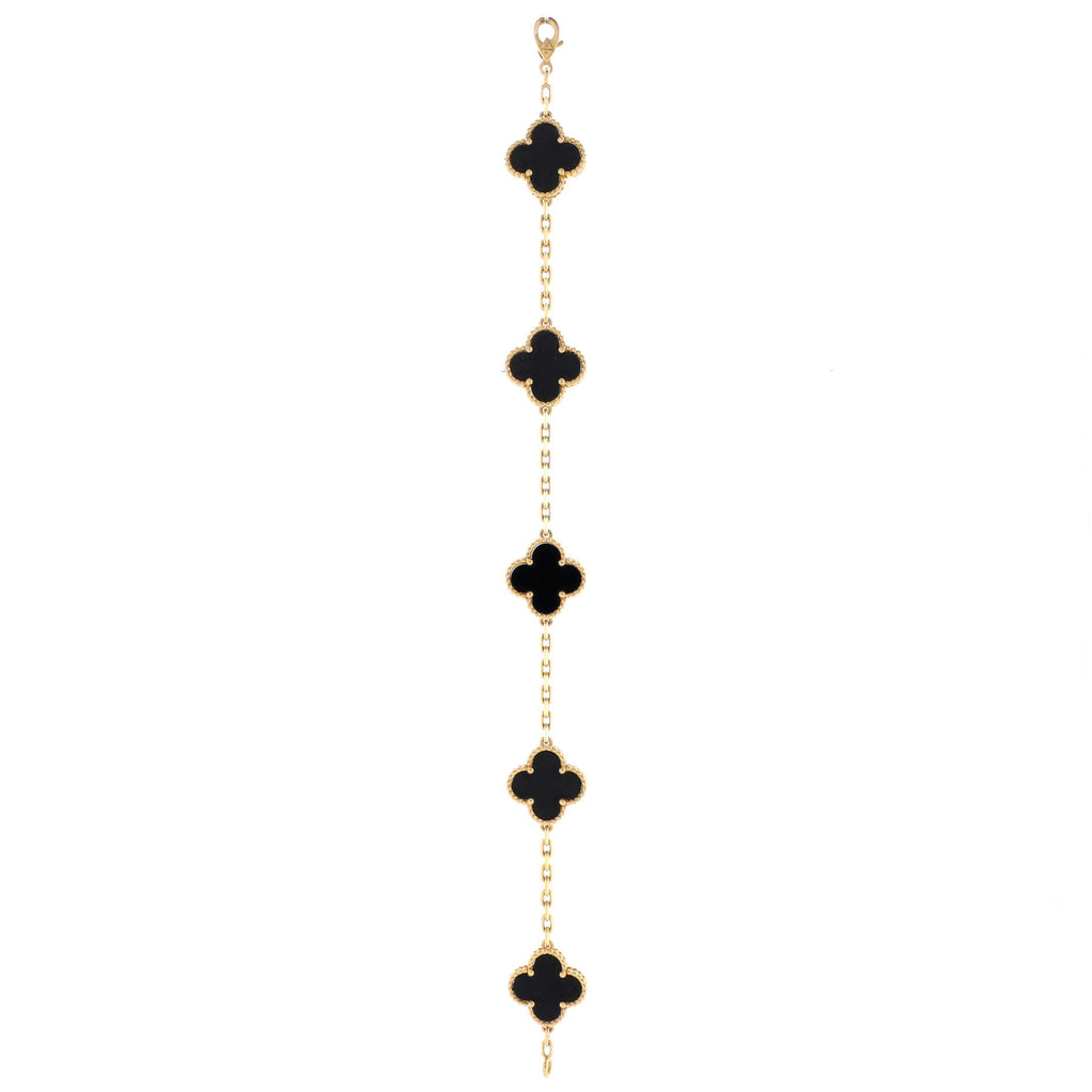Vintage Alhambra 5 Motifs Bracelet 18K Yellow Gold and Onyx