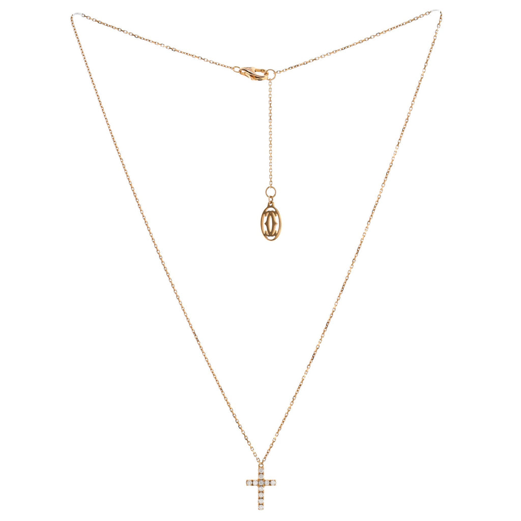 Cross Pendant Necklace 18K Rose Gold with Diamonds