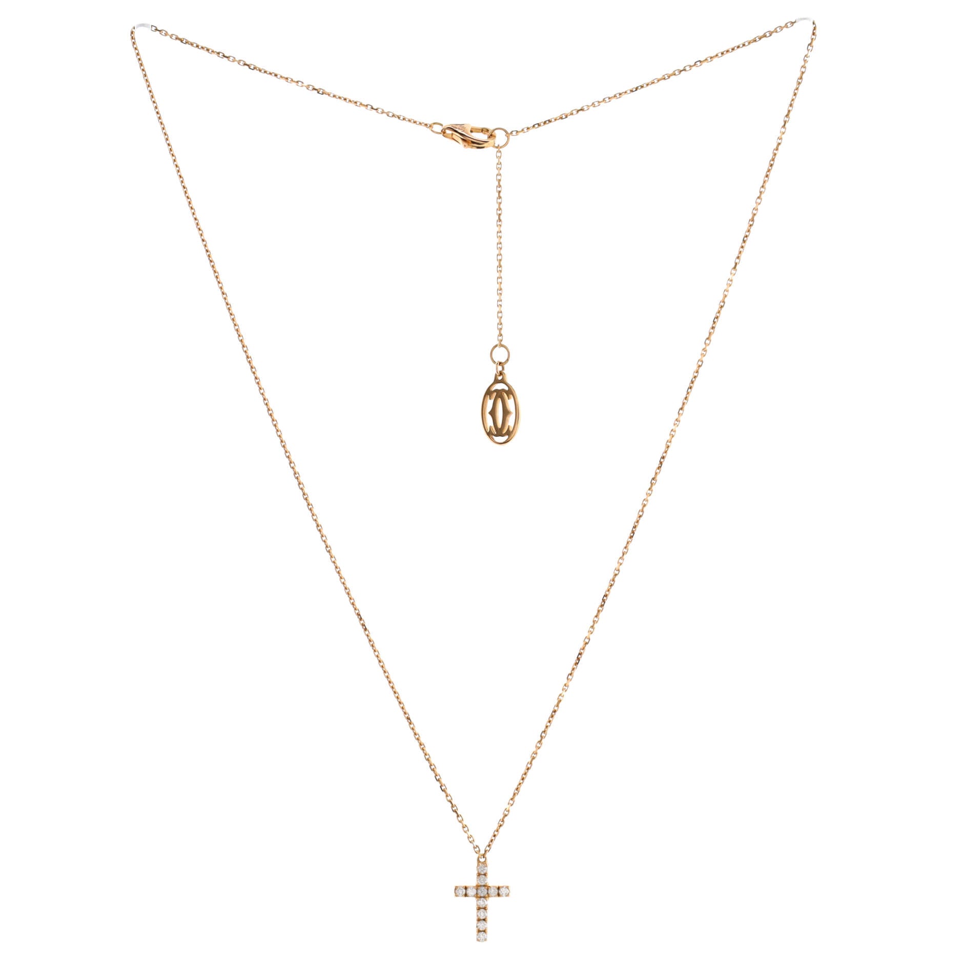 Cross Pendant Necklace 18K Rose Gold with Diamonds