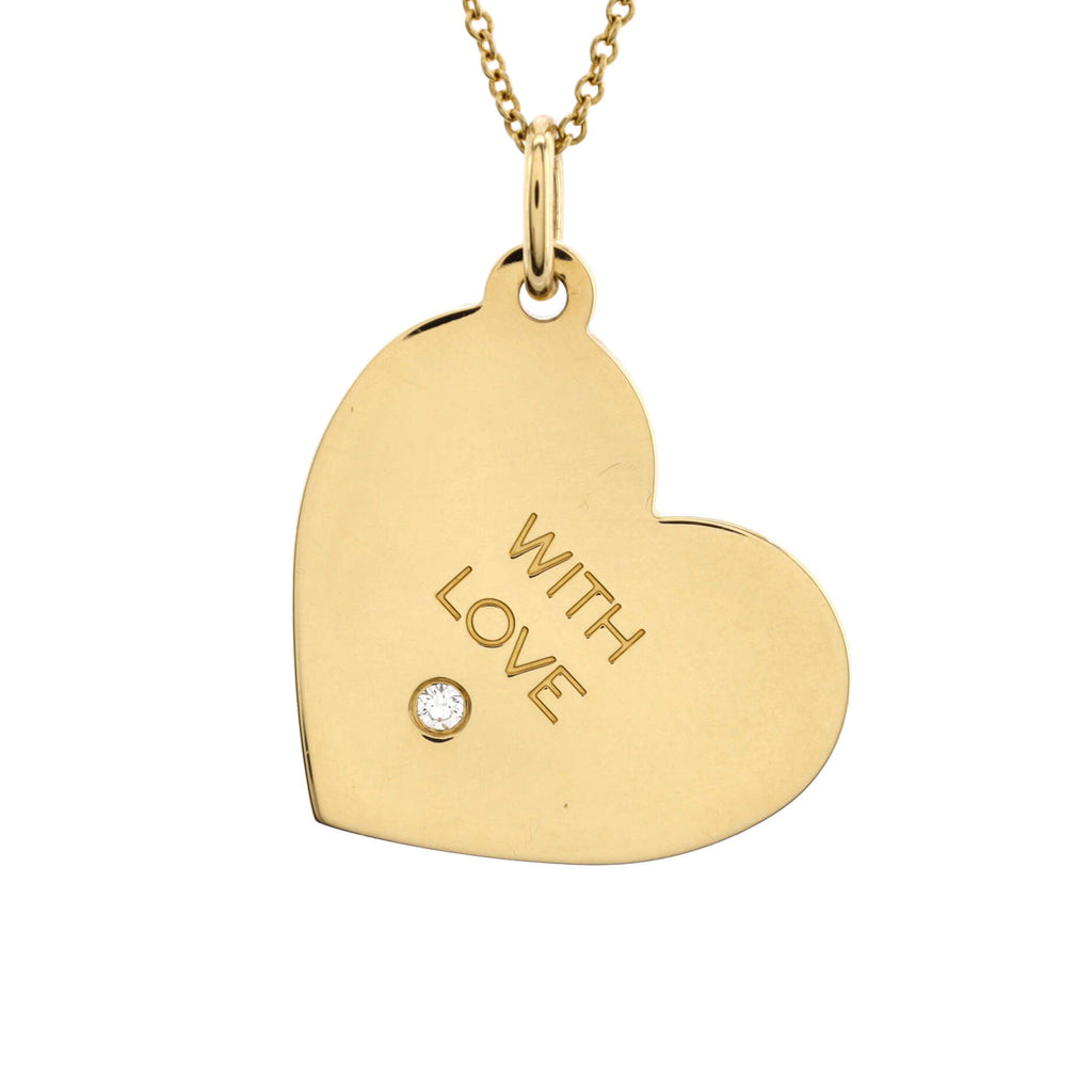 With Love Heart Tag Pendant Necklace 18K Yellow Gold with Diamond
