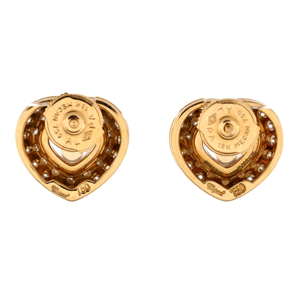 Happy Diamonds Heart Earrings 18K Yellow Gold with Pave Diamonds and 1 Floating Diamond