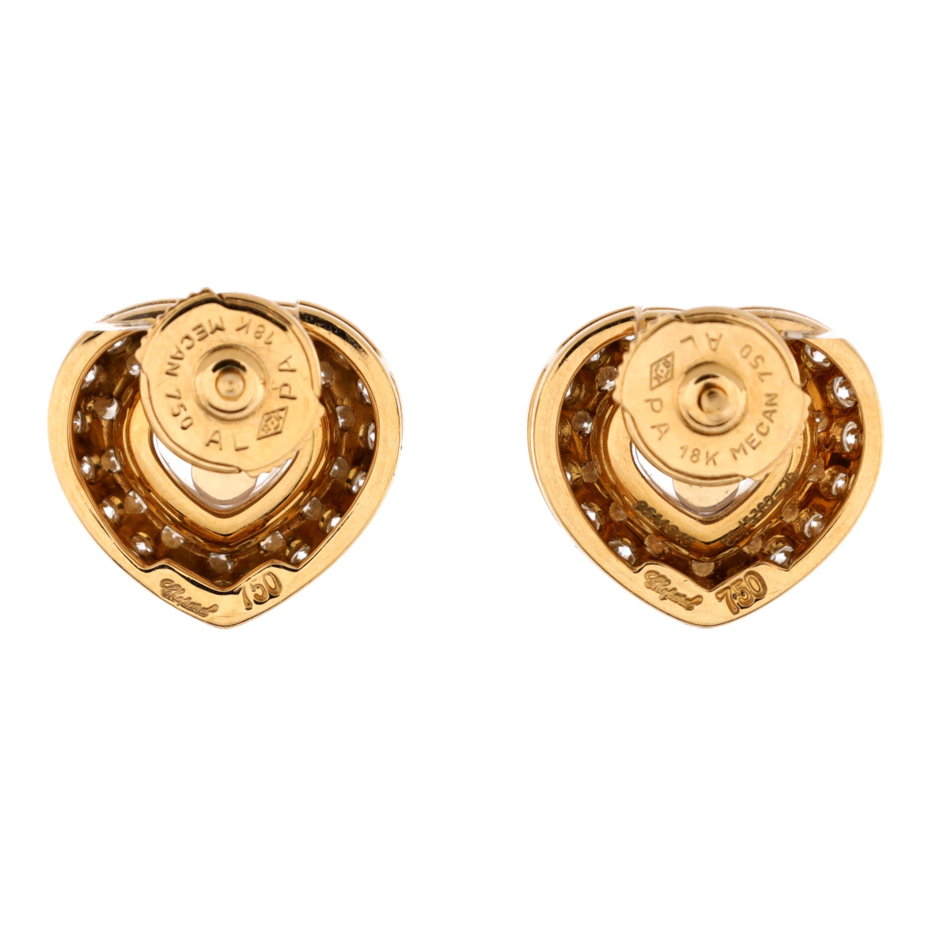 Happy Diamonds Heart Earrings 18K Yellow Gold with Pave Diamonds and 1 Floating Diamond