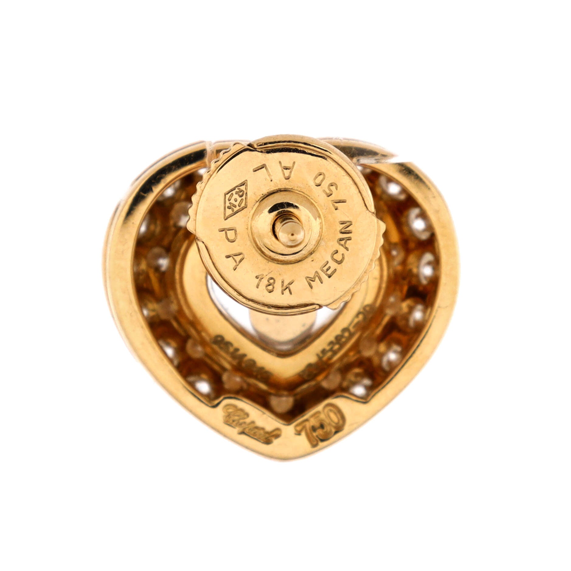 Happy Diamonds Heart Earrings 18K Yellow Gold with Pave Diamonds and 1 Floating Diamond
