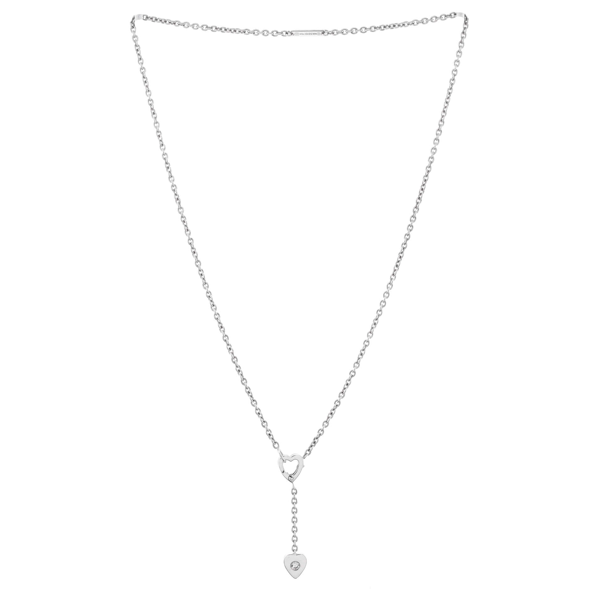 Mon Amour Heart Lariat Necklace 18K White Gold with Diamond