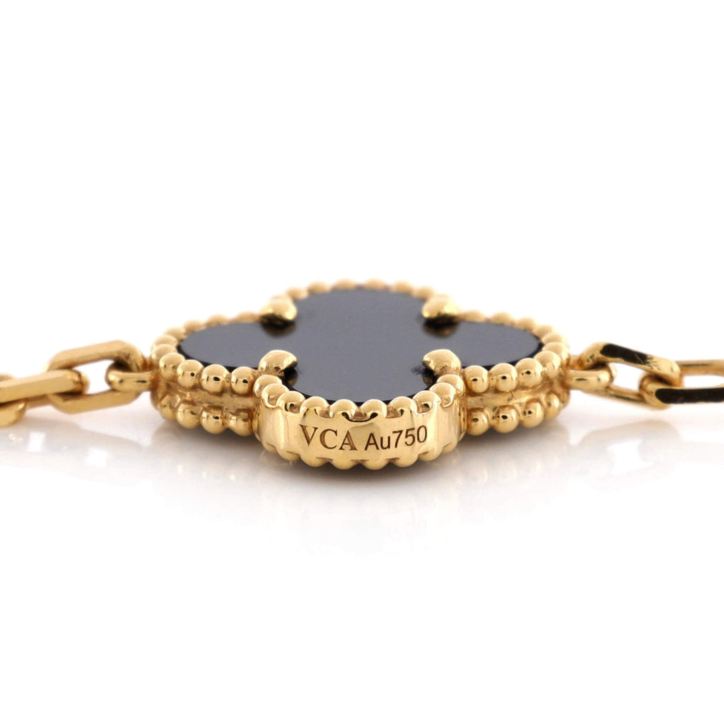 Vintage Alhambra 10 Motifs Necklace 18K Yellow Gold and Onyx