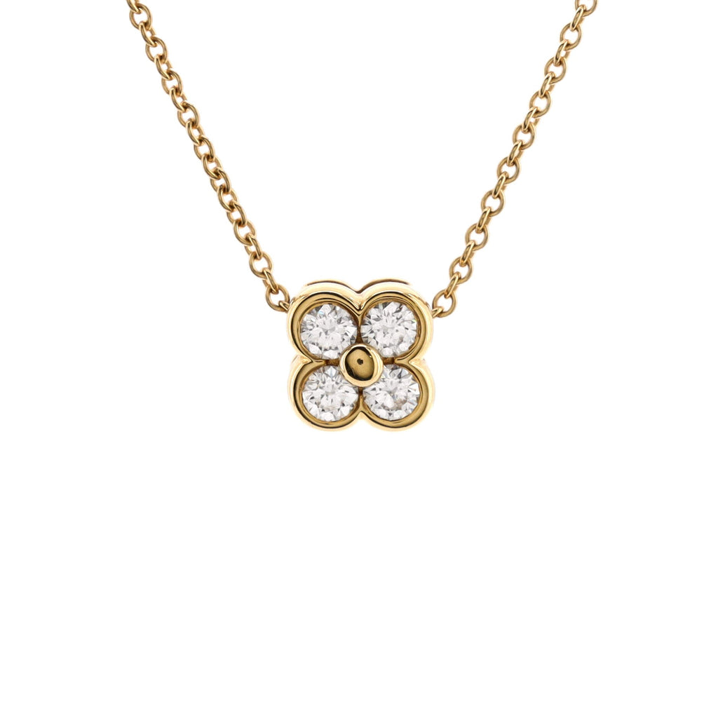 Flower Pendant Necklace 18K Yellow Gold with Diamonds