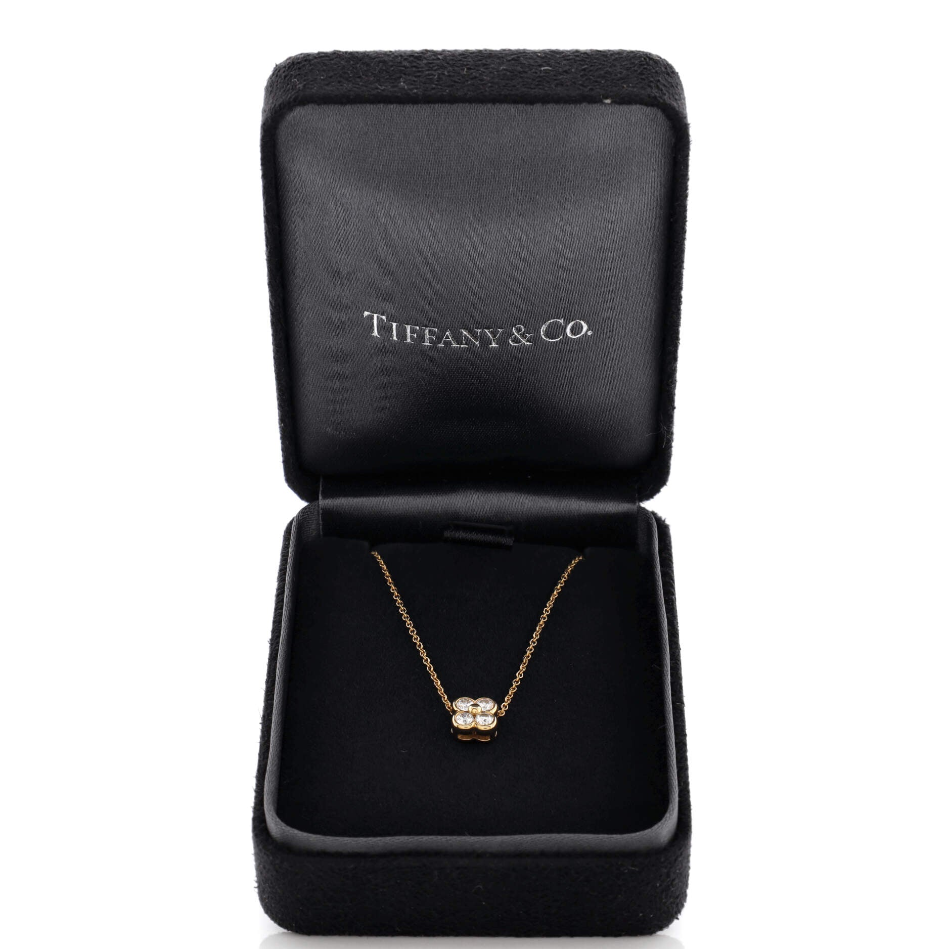 Flower Pendant Necklace 18K Yellow Gold with Diamonds