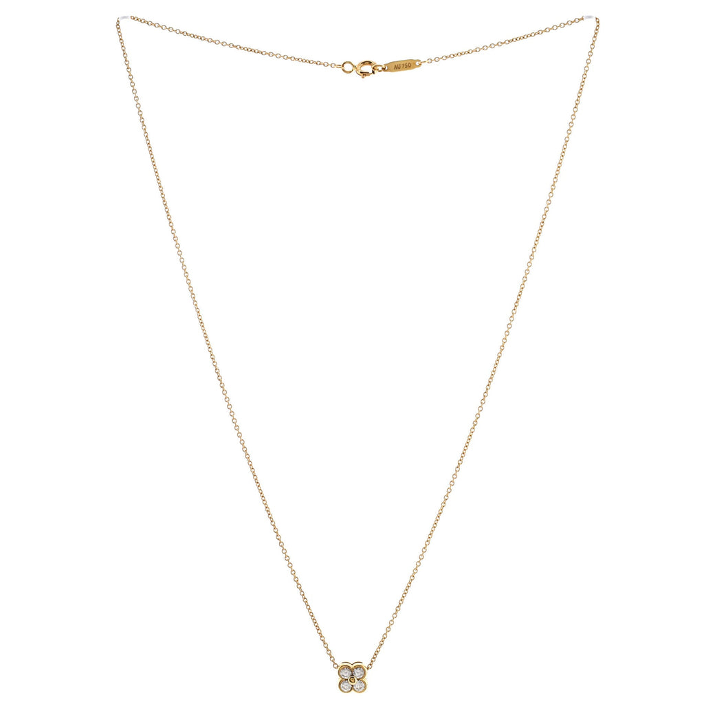 Flower Pendant Necklace 18K Yellow Gold with Diamonds