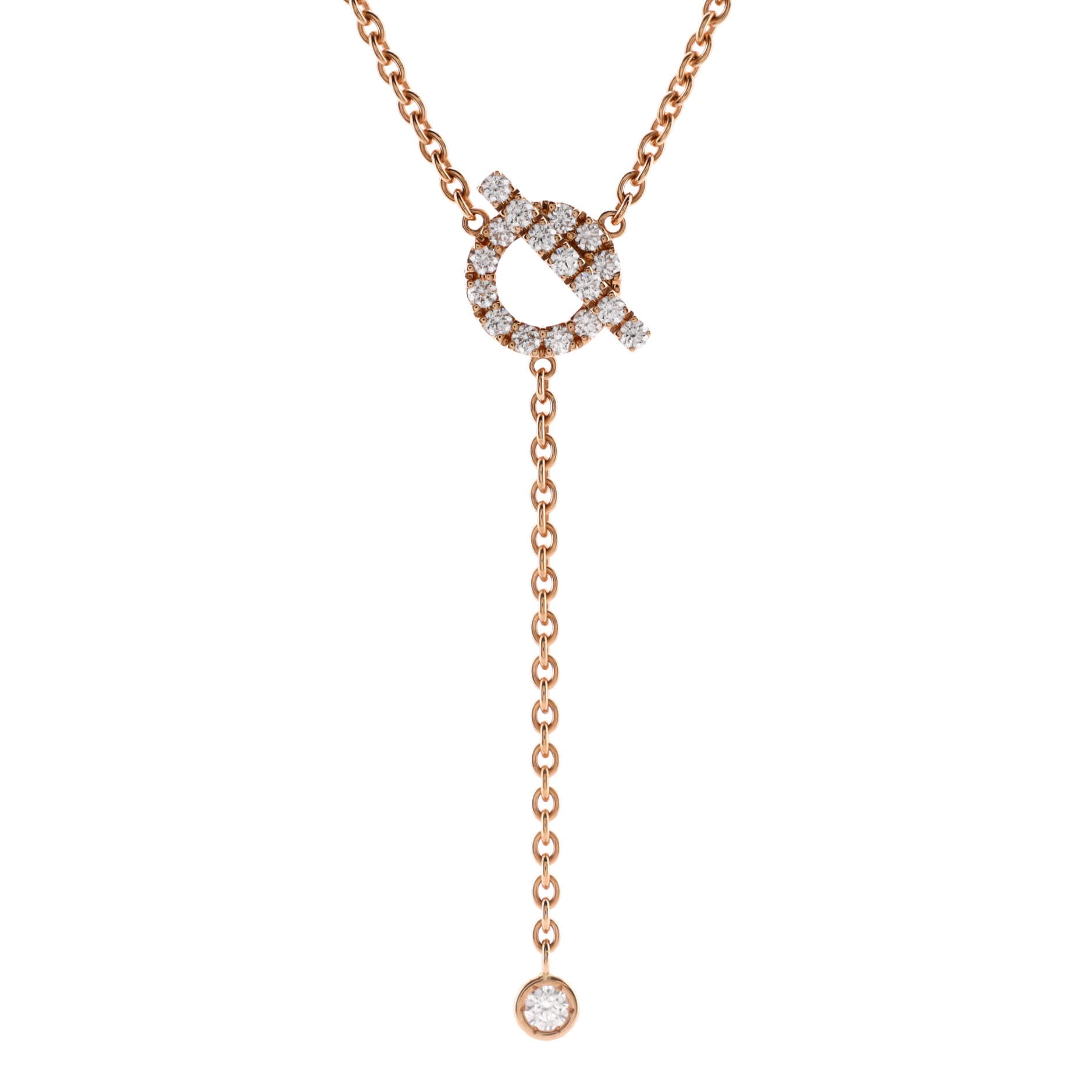 Finesse Lariat Necklace 18K Rose Gold and Diamonds