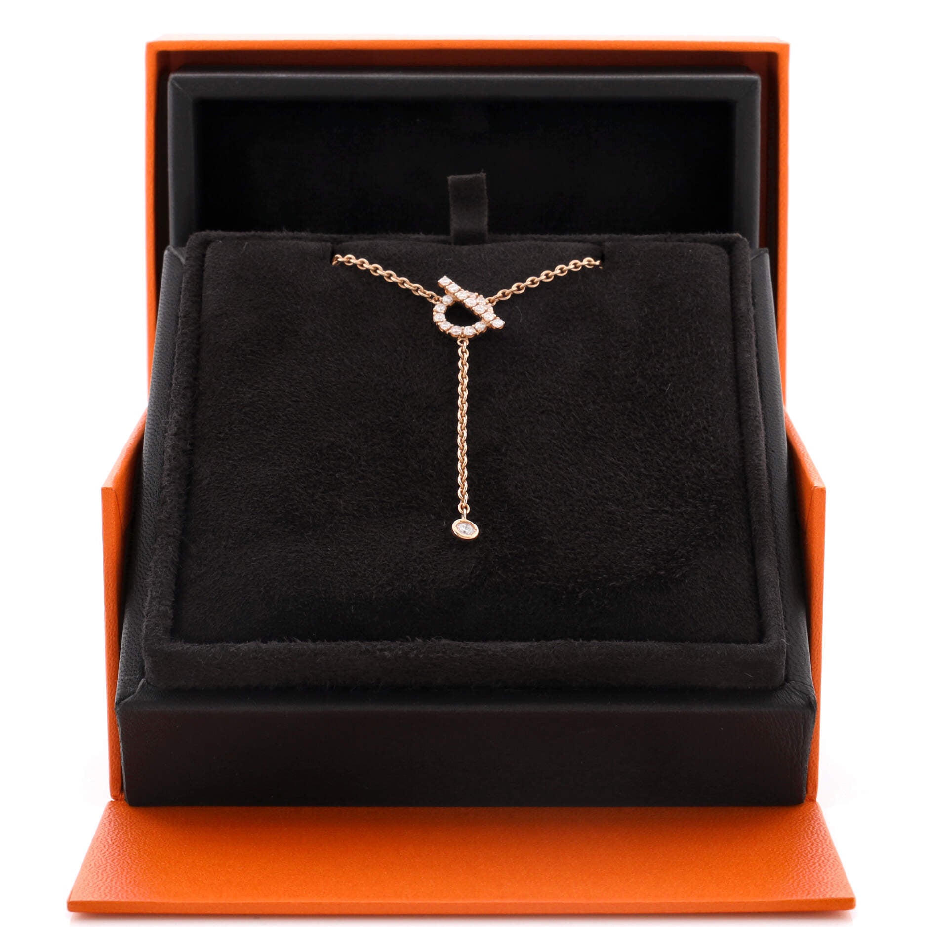 Finesse Lariat Necklace 18K Rose Gold and Diamonds