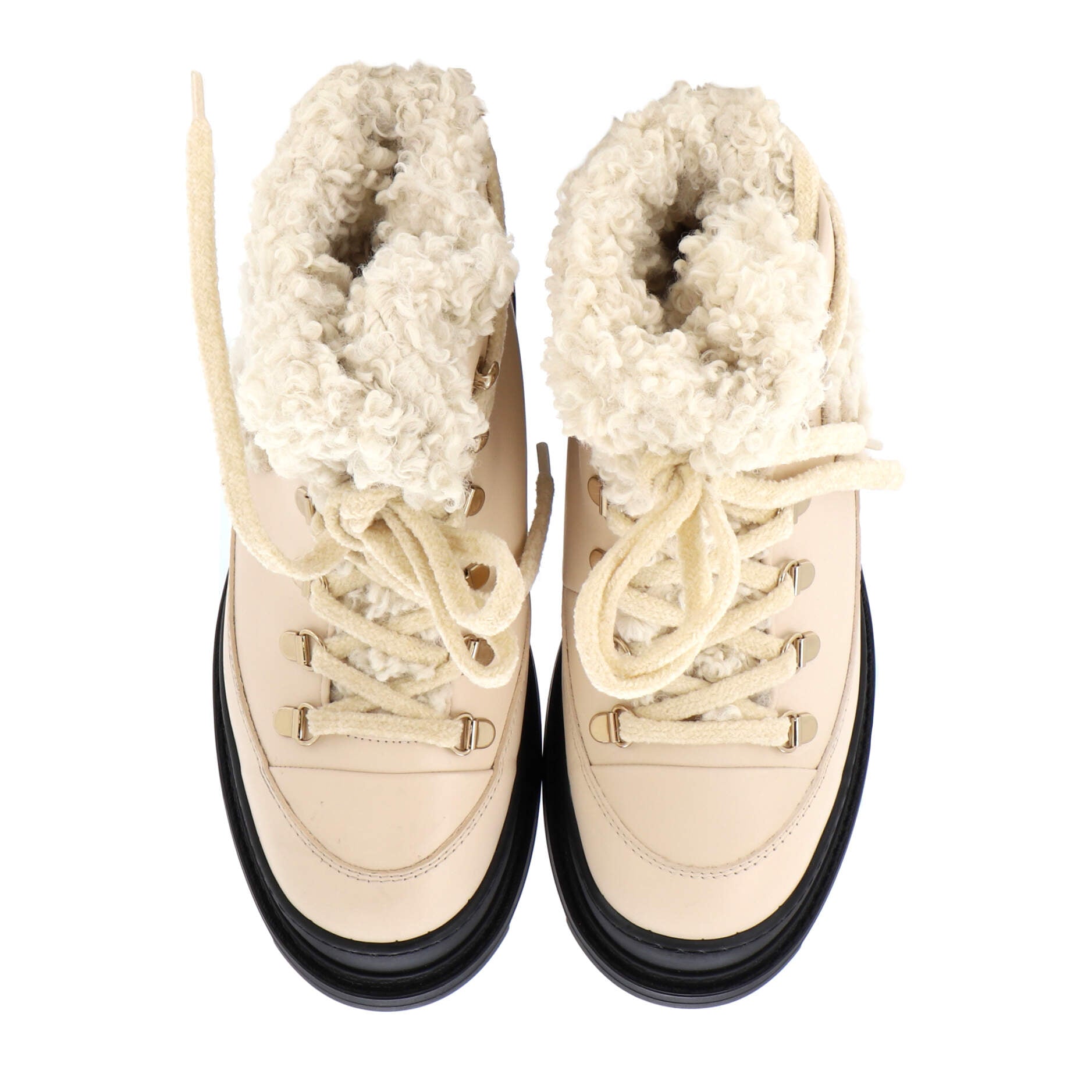 Women's CC Lace-Up Winter Boots Leather and Shearling