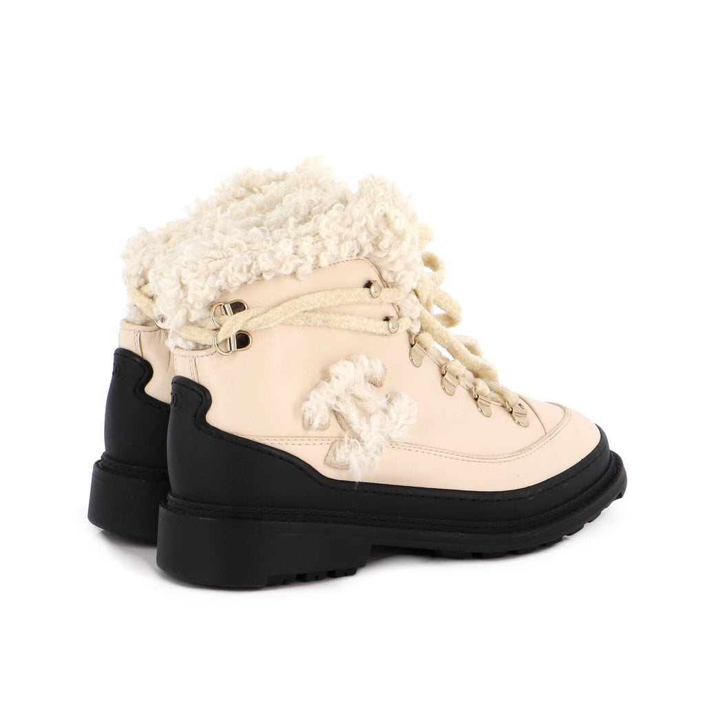 Women's CC Lace-Up Winter Boots Leather and Shearling