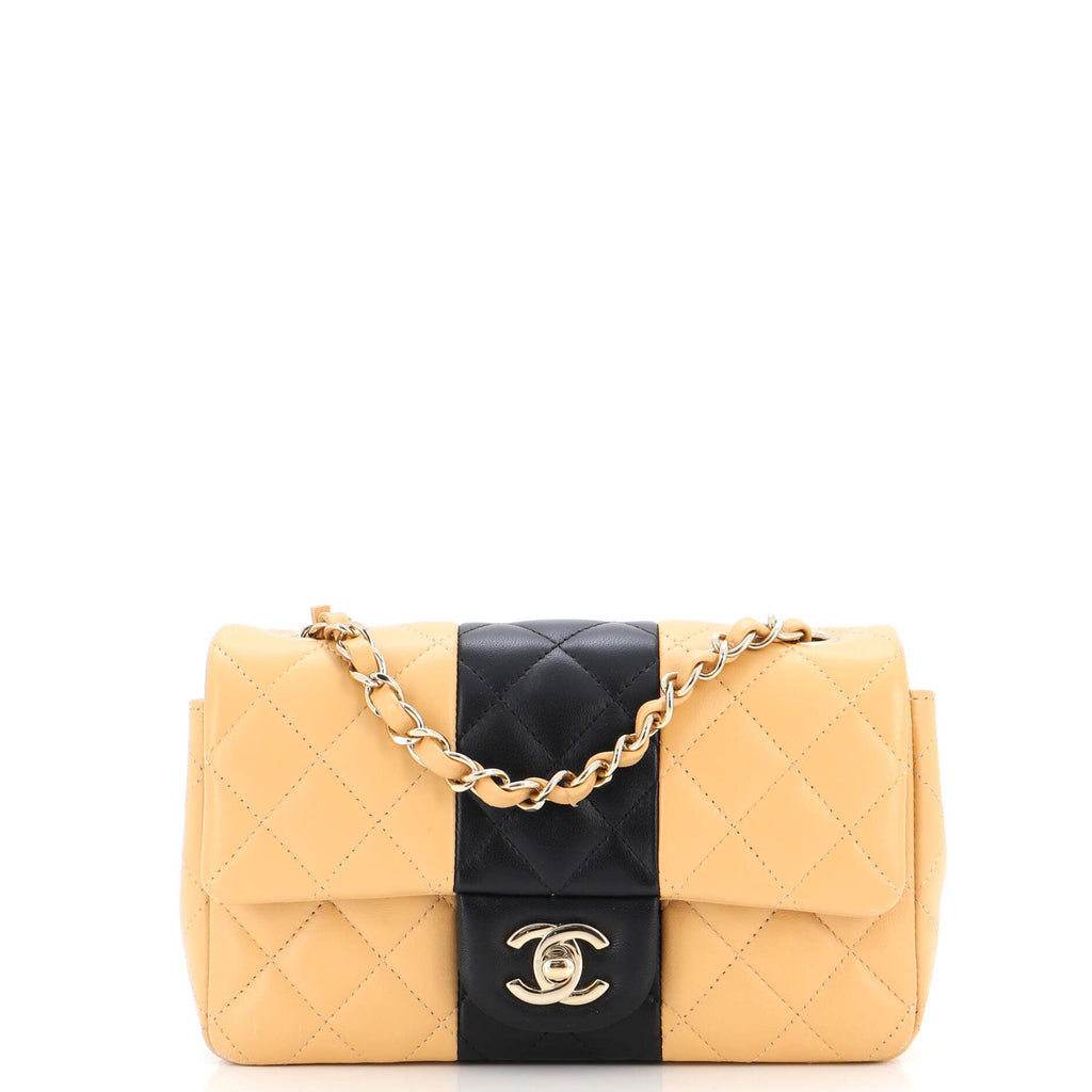 Bicolor Classic Single Flap Bag Quilted Lambskin Mini