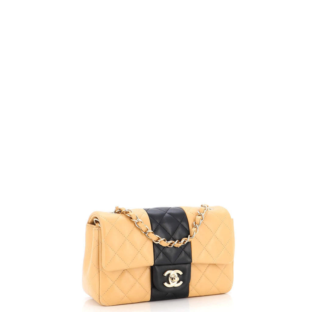 Bicolor Classic Single Flap Bag Quilted Lambskin Mini