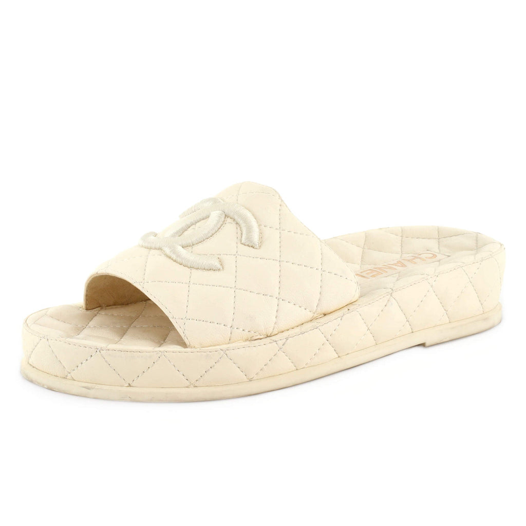 Women's CC Platform Slide Sandals Quilted Leather