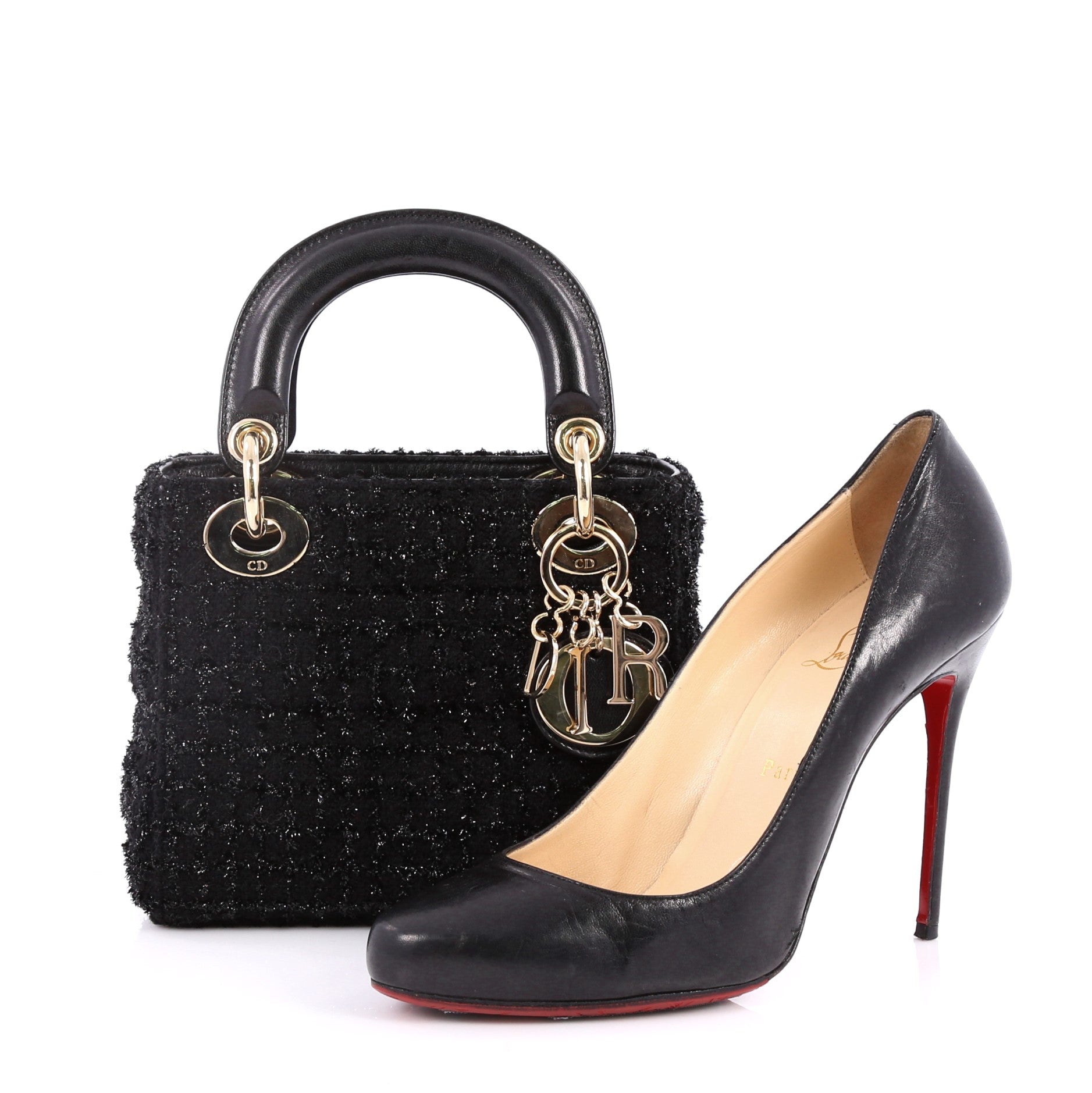 Lady Dior Handbag Cannage Quilt Tweed Mini