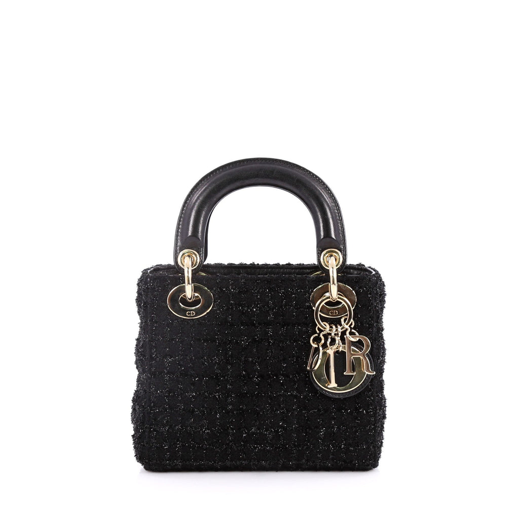 Lady Dior Handbag Cannage Quilt Tweed Mini