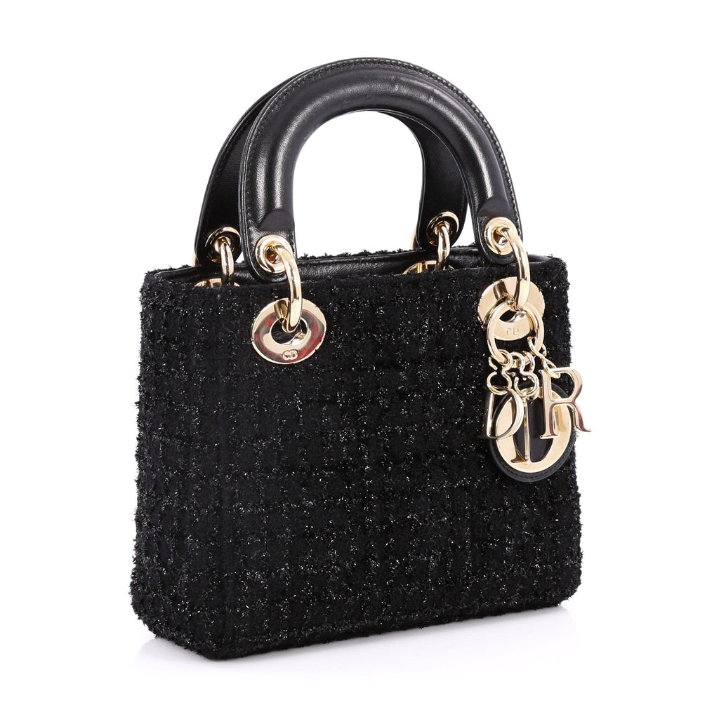 Lady Dior Handbag Cannage Quilt Tweed Mini