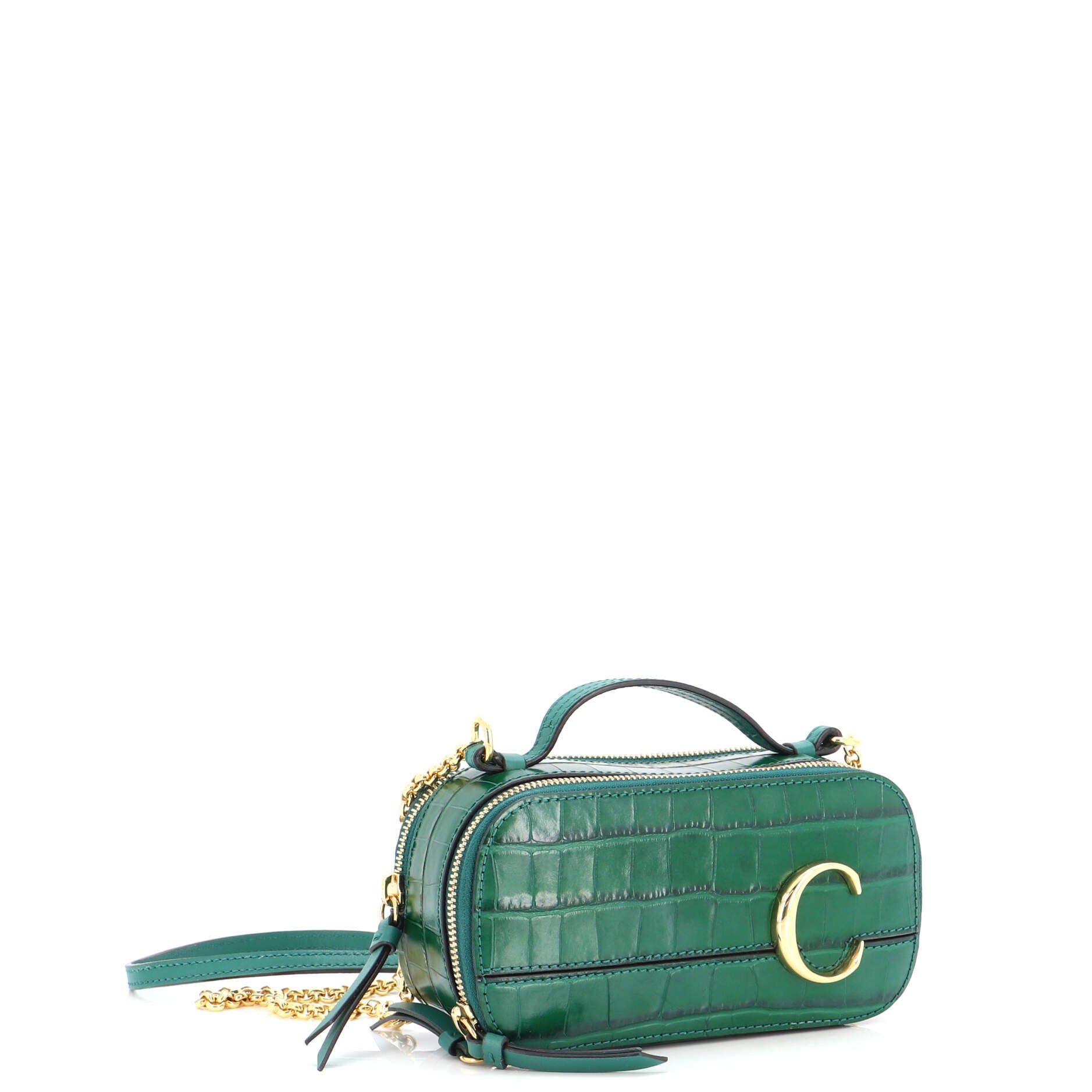 C Vanity Bag Crocodile Embossed Leather Mini