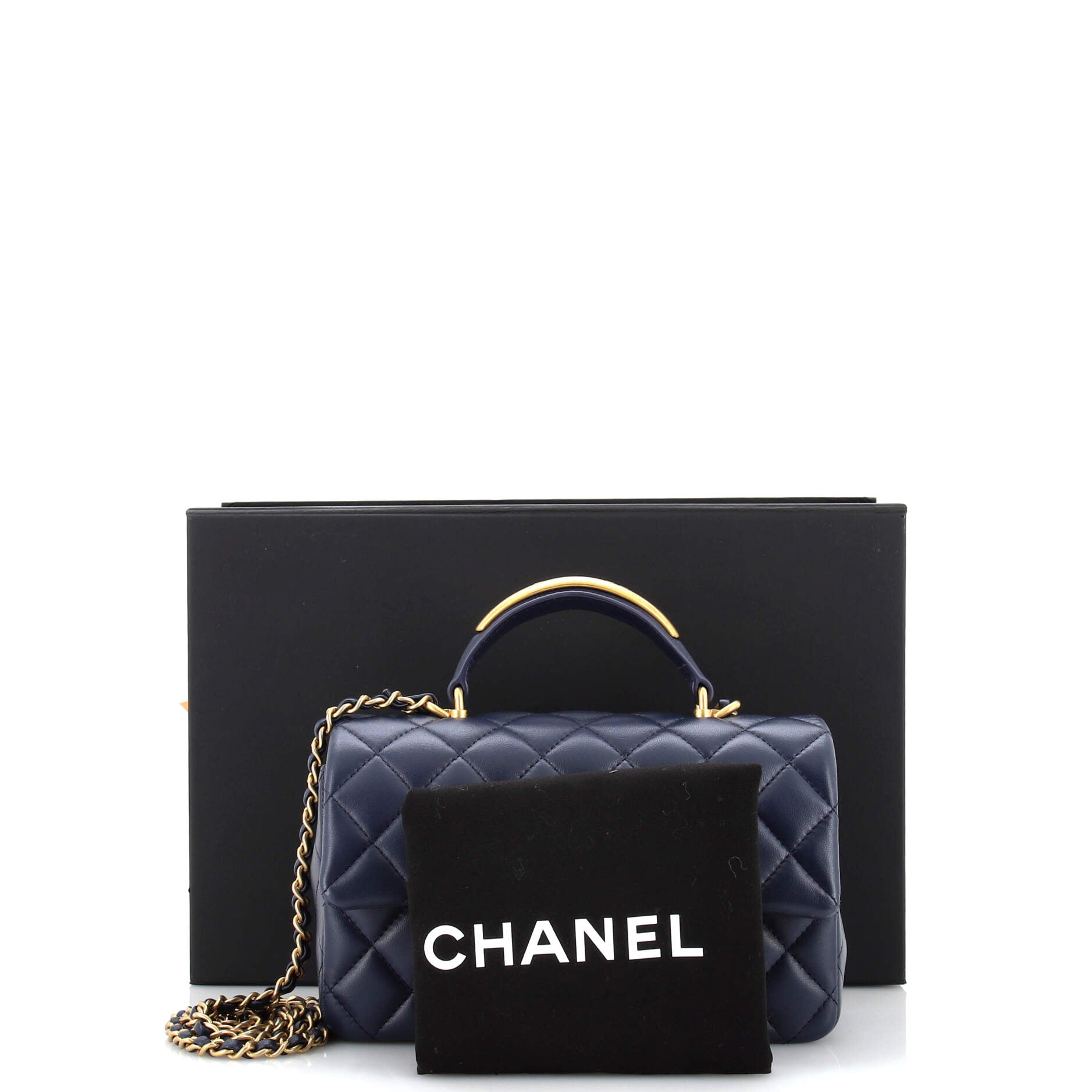 Classic Single Flap Metal Top Handle Bag Quilted Lambskin Mini