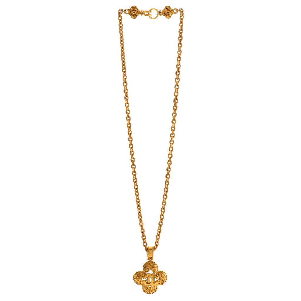 Vintage CC Cross Pendant Necklace Metal