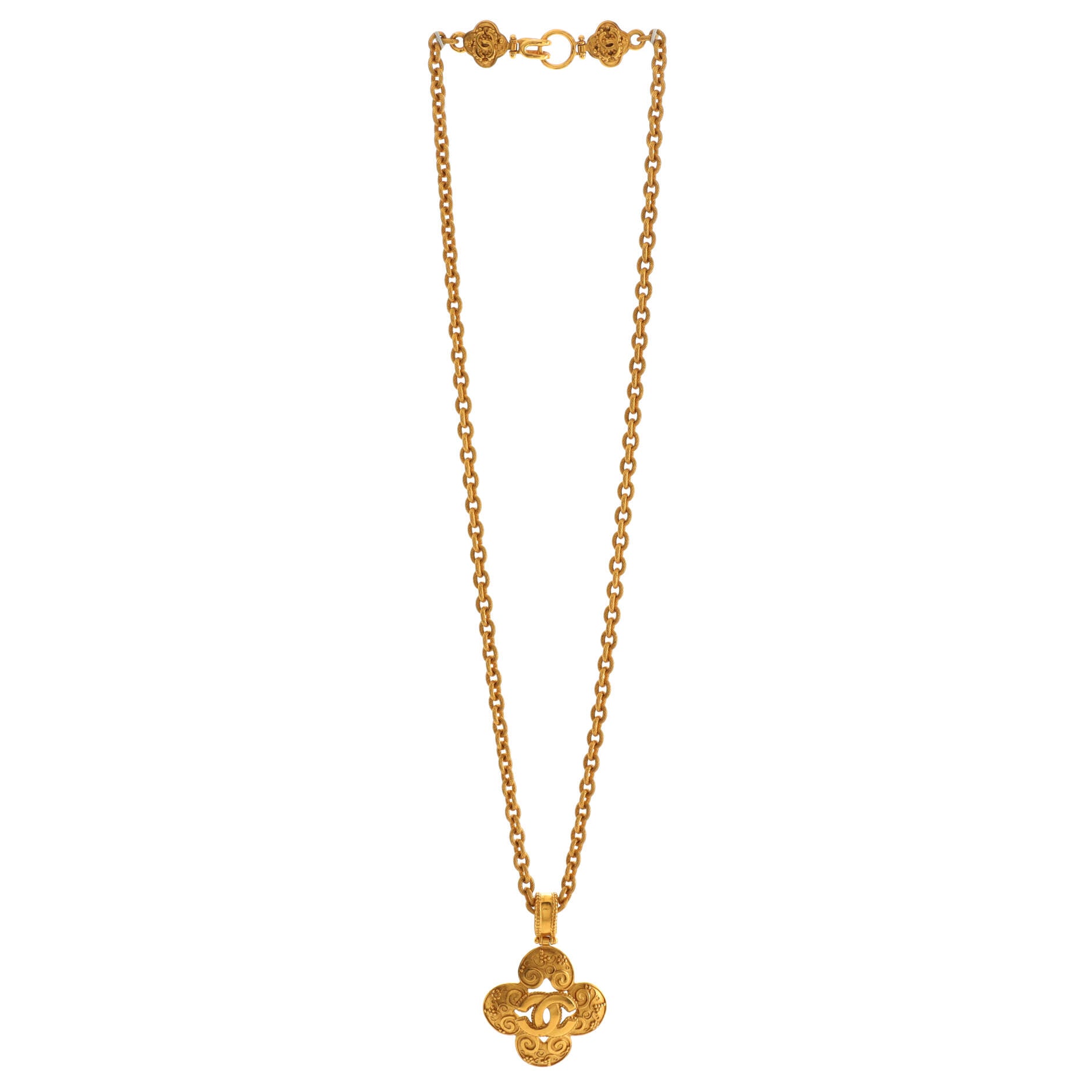 Vintage CC Cross Pendant Necklace Metal