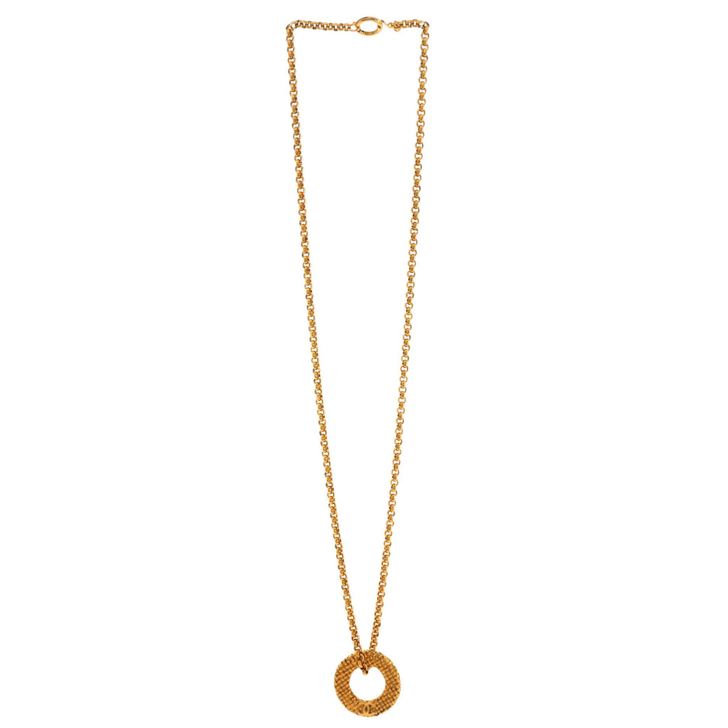 Vintage Woven Circle Pendant Necklace Metal