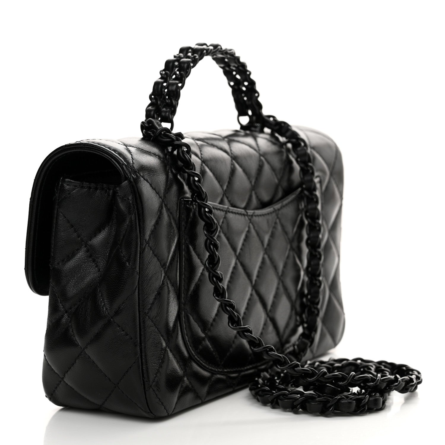 Lambskin Quilted Coco Pop Top Handle Flap Black