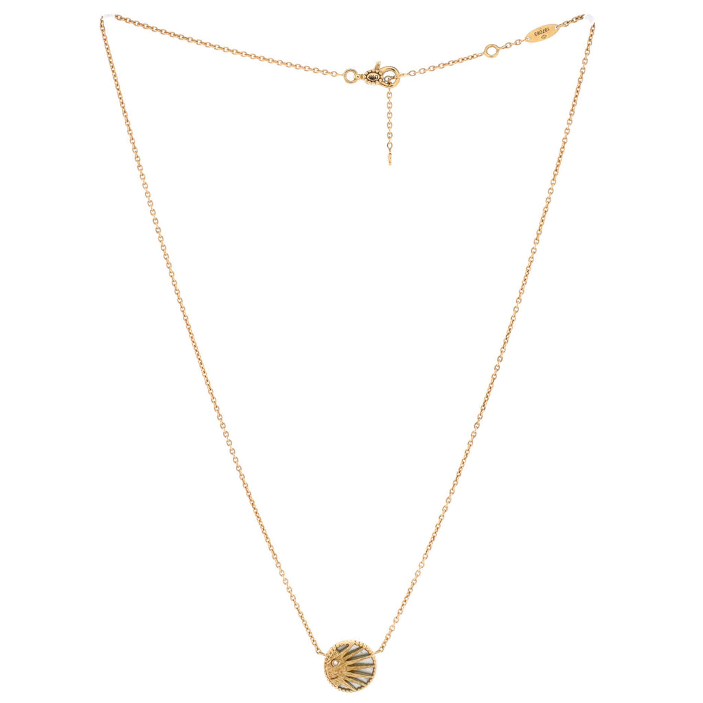 Rose Celeste Necklace 18K Yellow Gold and 18K White Gold with Diamond, Onyx, and Mother of Pearl