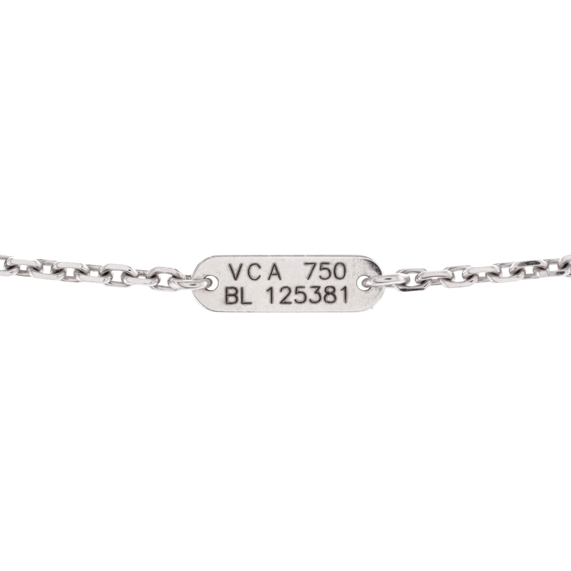 Vintage Alhambra Pendant Necklace 18K White Gold and Chalcedony