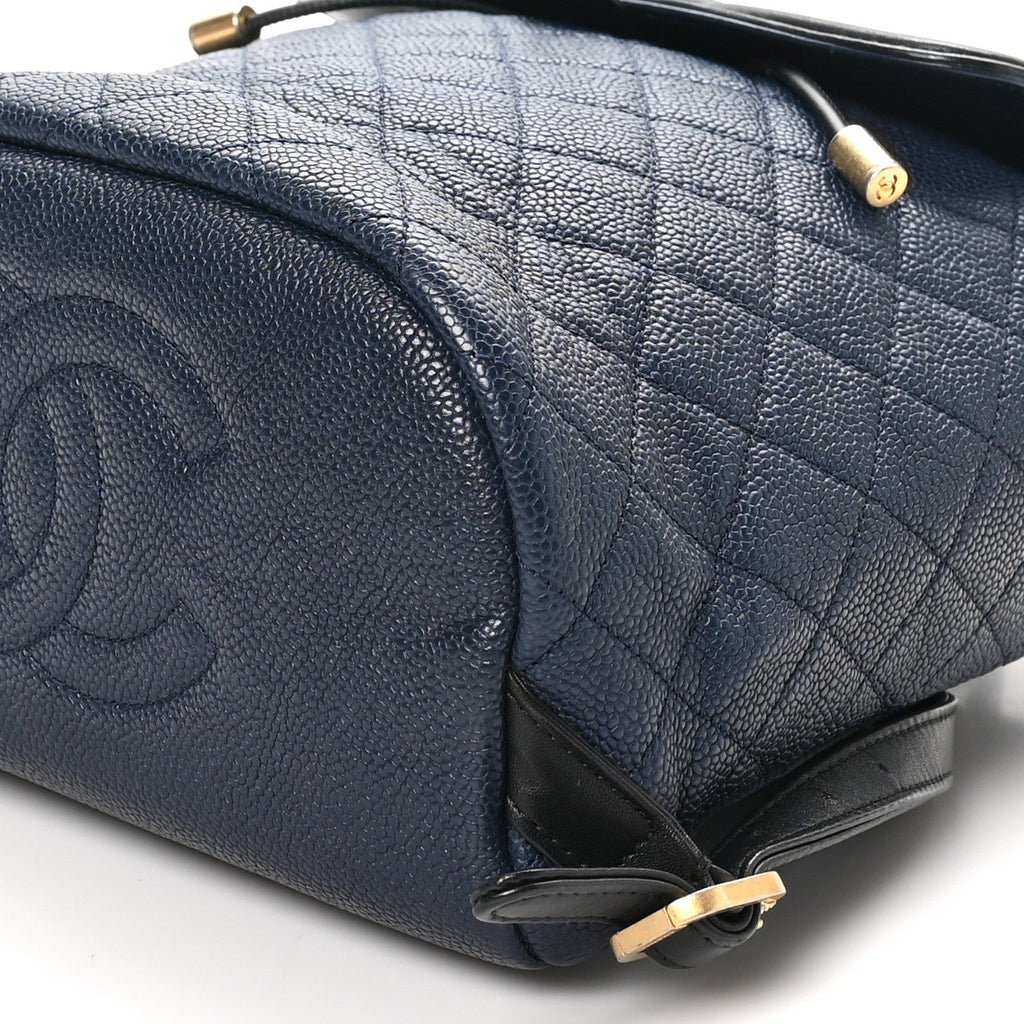 Caviar Quilted Filigree Backpack Navy