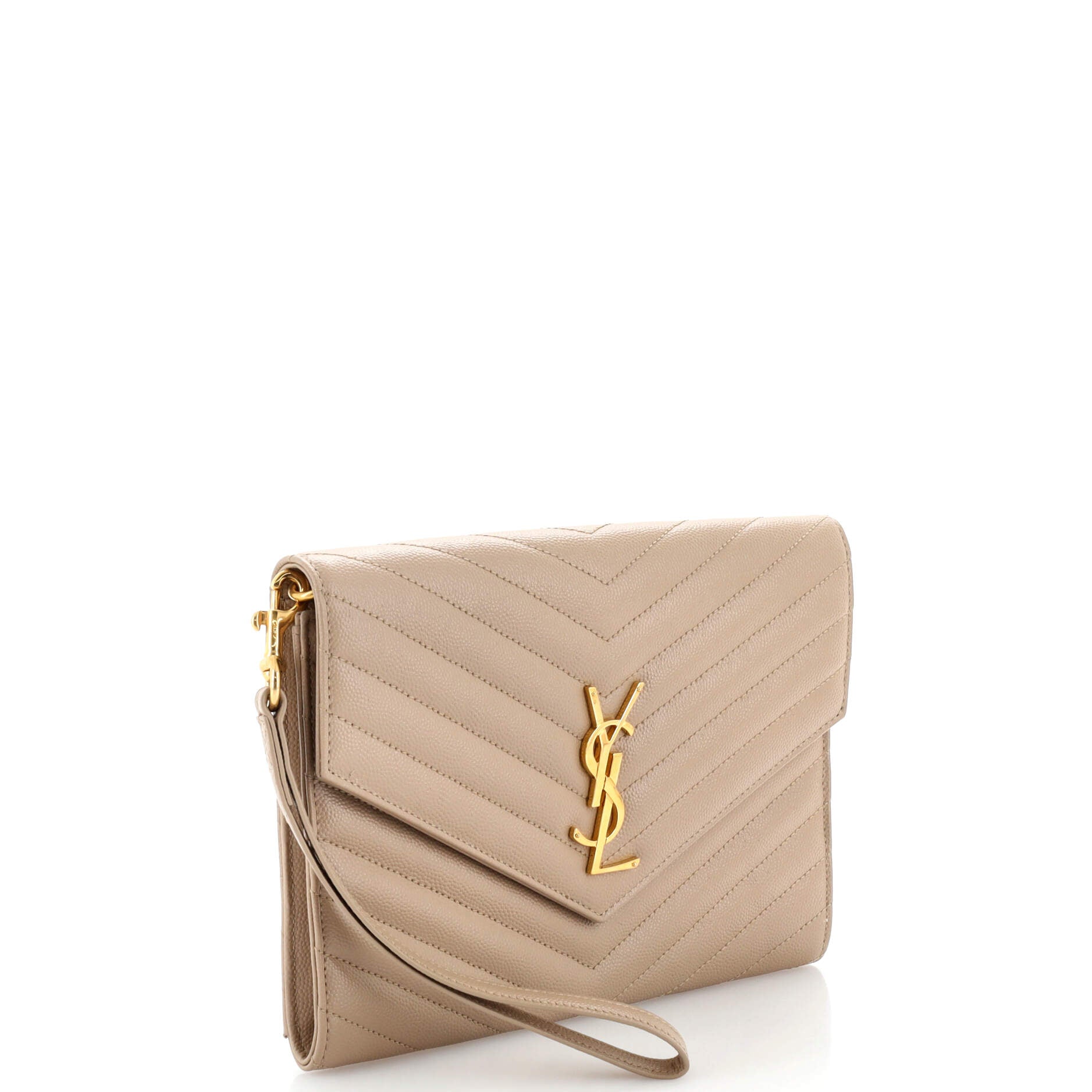 Classic Monogram Envelope Wristlet Clutch Matelasse Chevron Leather