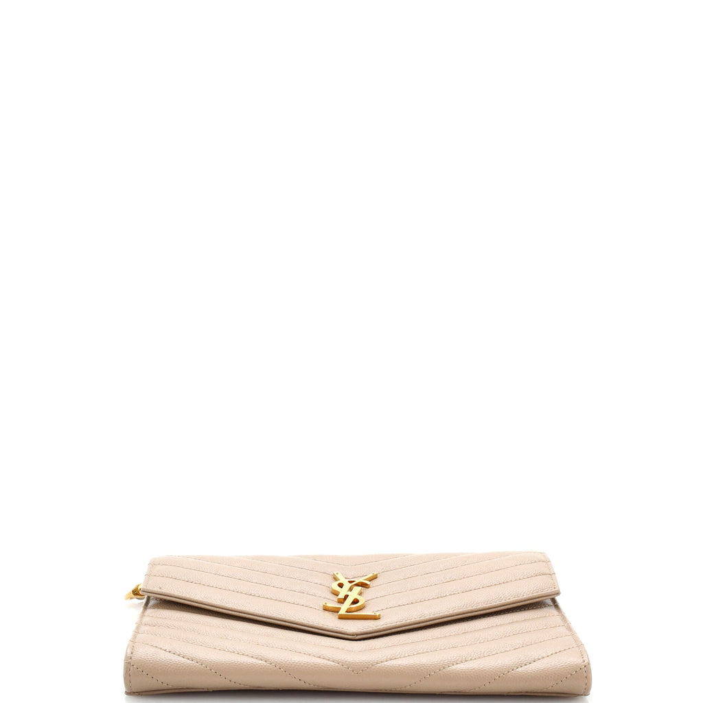 Classic Monogram Envelope Wristlet Clutch Matelasse Chevron Leather