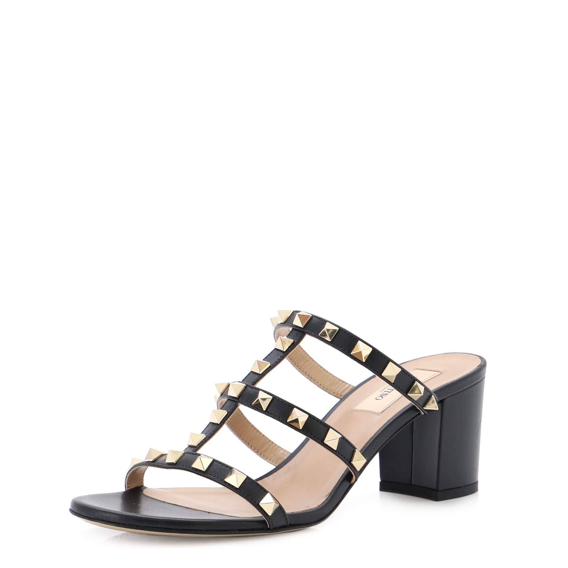Women's Rockstud Caged Block Heel Sandal Leather