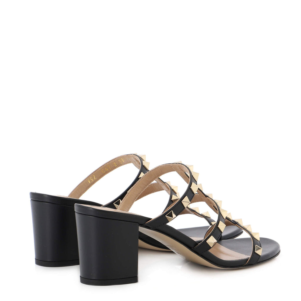 Women's Rockstud Caged Block Heel Sandal Leather