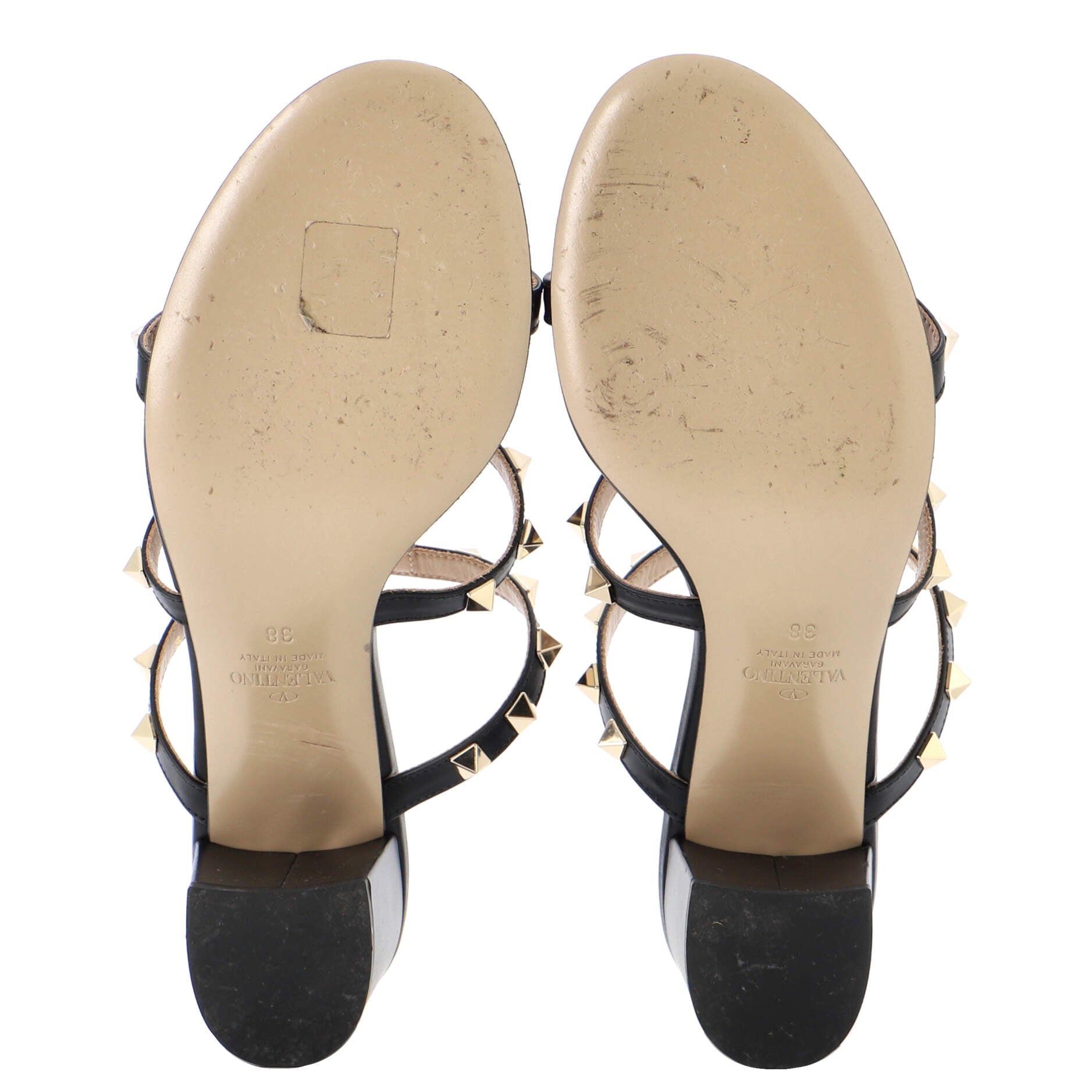 Women's Rockstud Caged Block Heel Sandal Leather