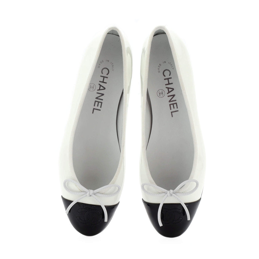 Women's CC Cap Toe Bow Ballerina Flats Patent