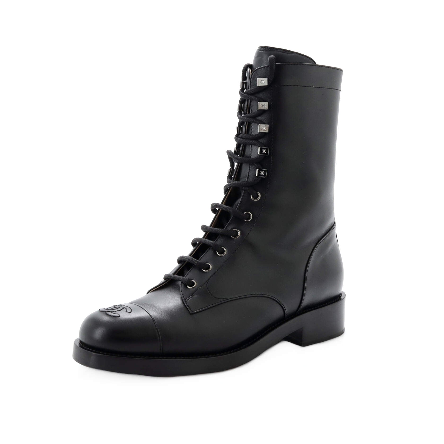 Women's CC Cap Toe Lace Up Ankle Boots Leather