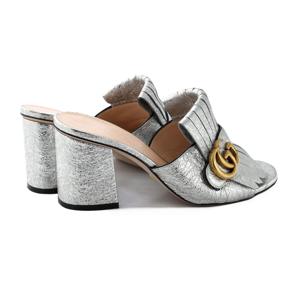 Women's GG Marmont Fringed Heeled Sandals Leather