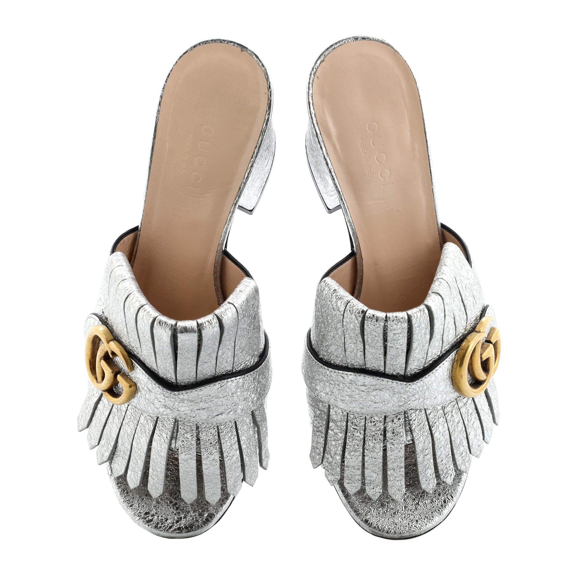Women's GG Marmont Fringed Heeled Sandals Leather