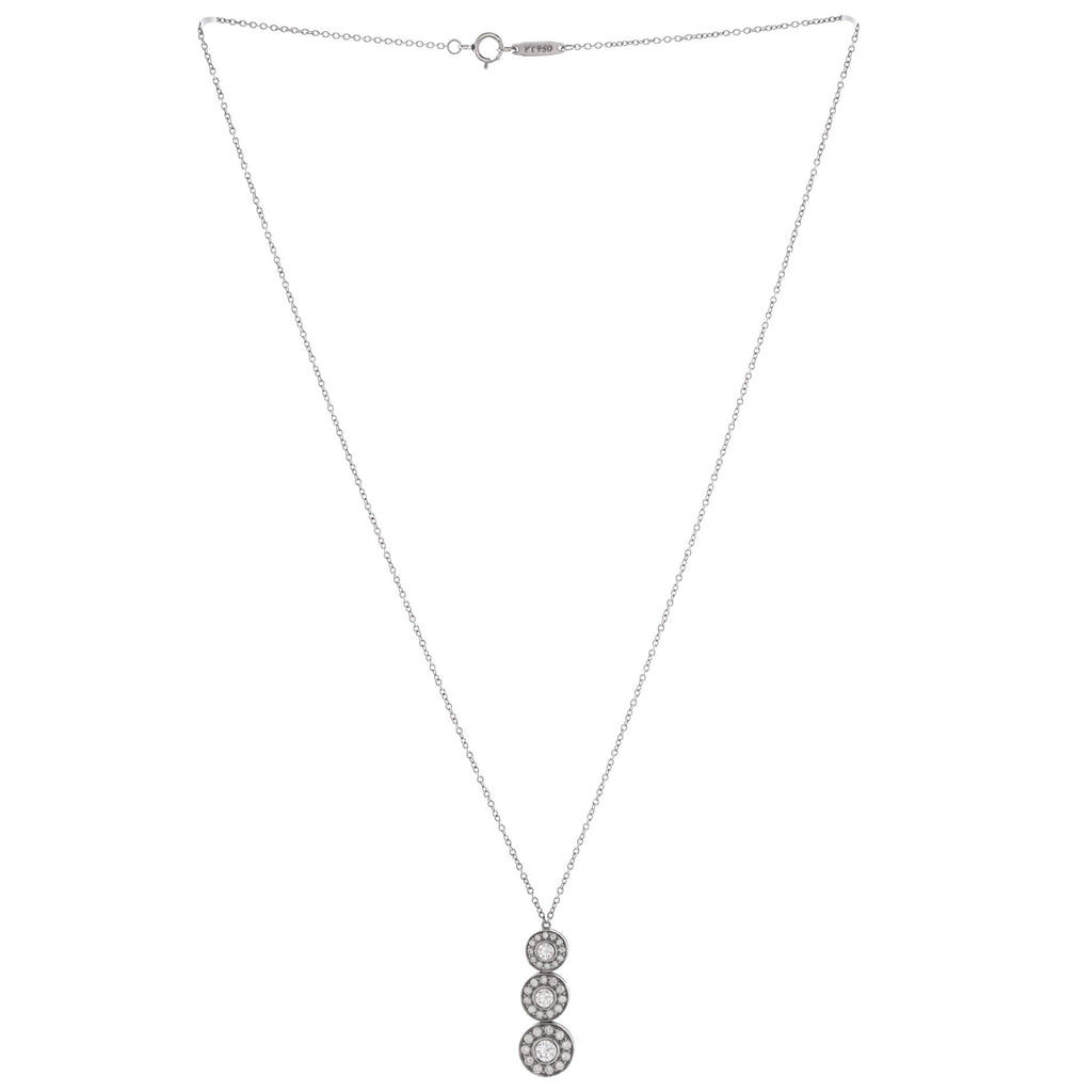 Triple Circlet Pendant Necklace Platinum with Diamonds