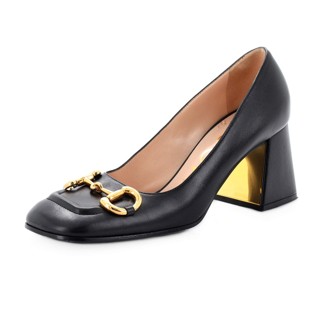 Women's Horsebit Mid-Heel Pumps Leather