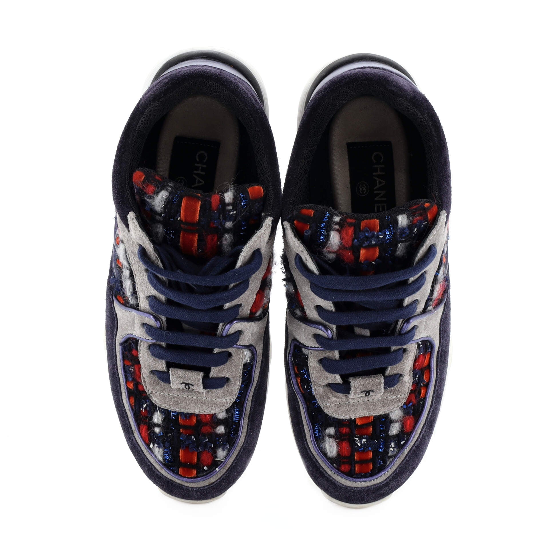 Women's CC Low-Top Sneakers Leather and Tweed