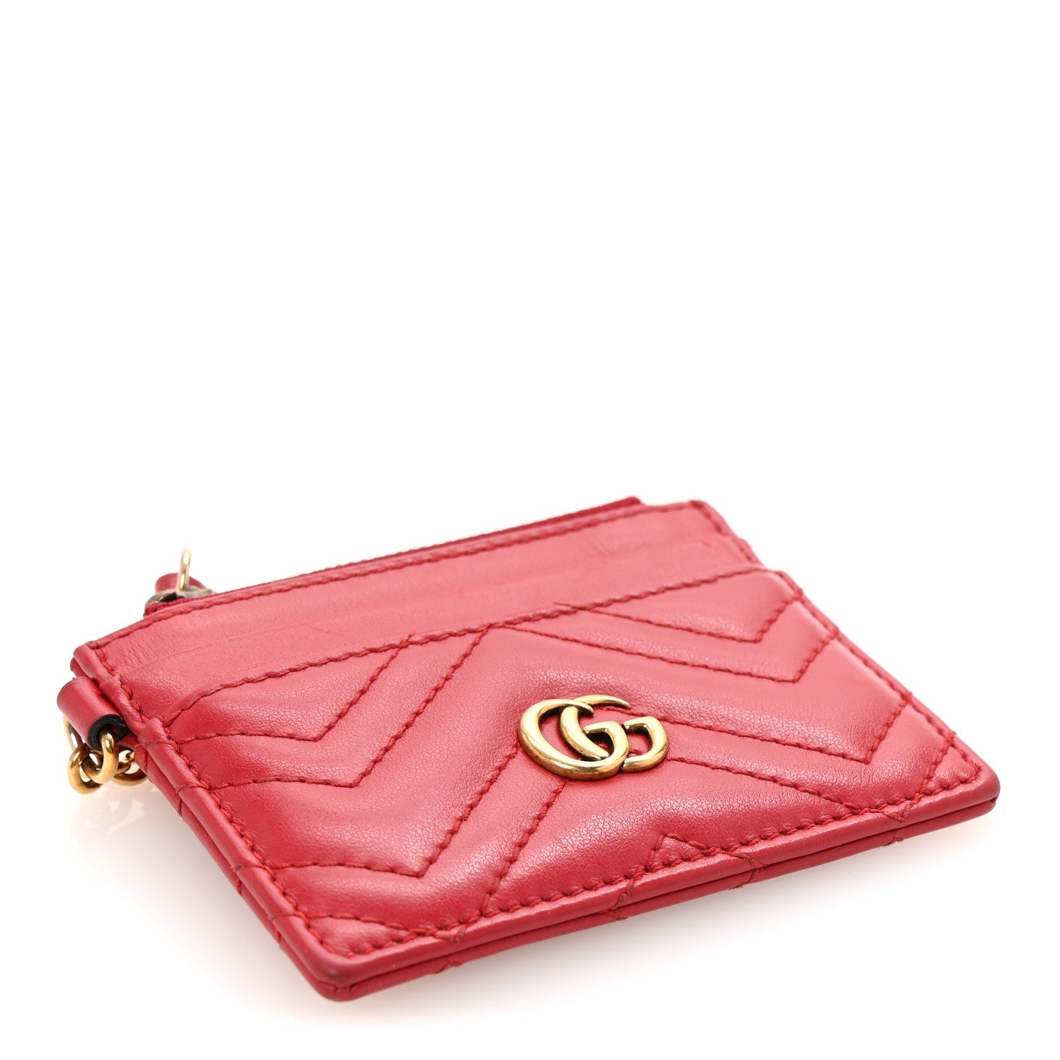 Calfskin Matelasse GG Marmont Key Case  Holder Hibiscus Red