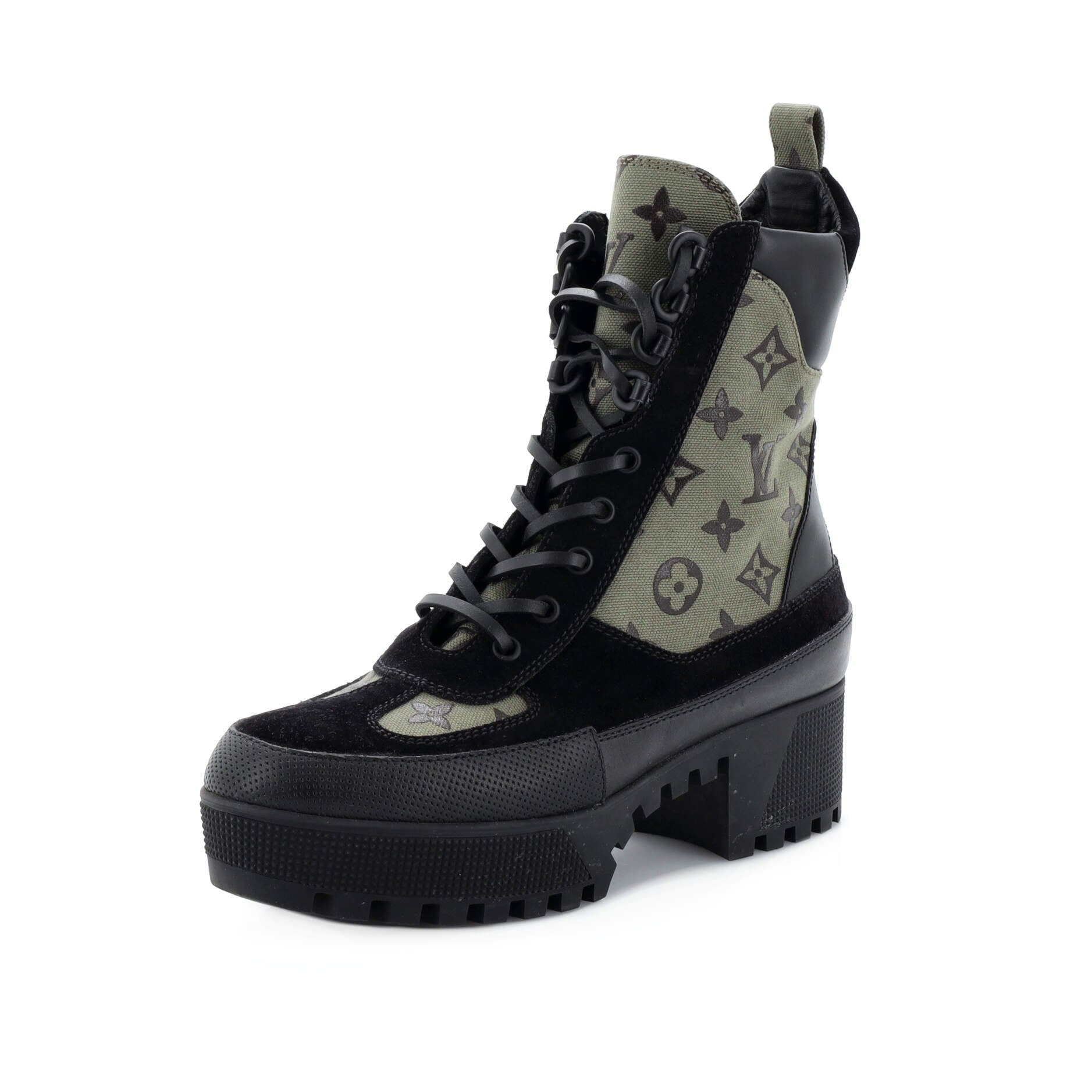 Women's Laureate Platform Desert Boots Monogram Canvas with Suede and Leather